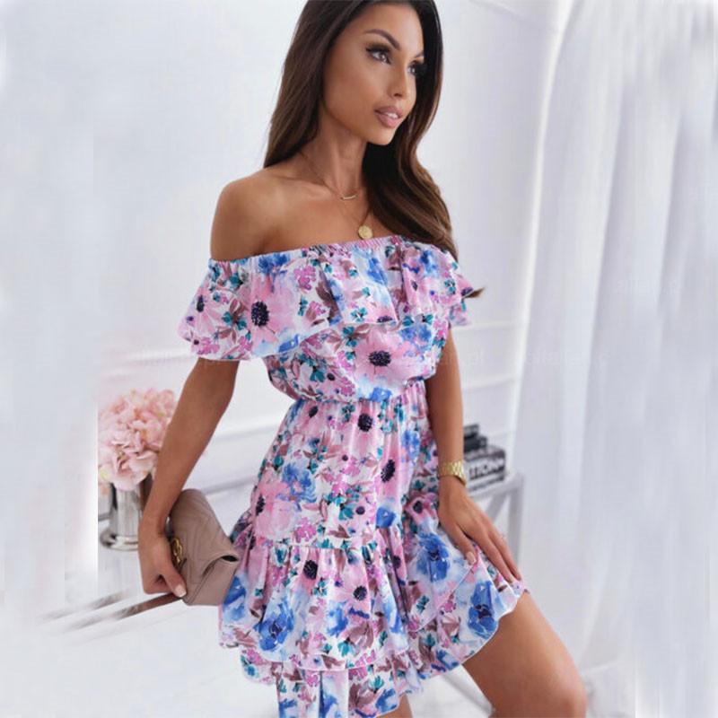 Robe  Femme | Robe Courte Boutonnée, Imprimé Fleuri Robe Femme